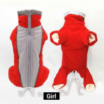Praktiline jope paks kombinesoon koeramantel lumekost&uuml;&uuml;m lemmiklooma kutsikas koera riided kapuuts fliis talvine helkur soe Size:14(Girl) punane