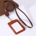 1 tk nahast ID-m&auml;rgi kaardihoidja kaelarihmaga t&otilde;mblukuga kaardi&uuml;mbris Visiitkaardihoidja korraldaja kaasaskantav rahakott