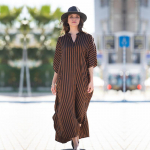 Juhuslikud bikiinide katted Sinine tuunika Seksikas triibuline esiosa avatud suvine rannakleit Elegantne naiste rannariietus ujumistrikoo, kate One size pruun