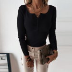 Naiste kudumid pikkade varrukatega V-kaelusega pluus &otilde;huke &uuml;hev&auml;rviline alaosa kootud top T-s&auml;rk S&uuml;gistalvine pullover XL must