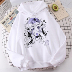 Gooti stiilis y2k Jaapani Anime Manga Kawaii Retro kapuutsiga meeste/naiste varrukatega kampsun Killua Zoldyck Hoddie teismelistele S valge