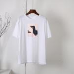 Hirsionsan Vintage Art T-s&auml;rk naiste suvine vabaaja 100% puuvillane l&uuml;hikeste varrukatega t-s&auml;rk, naiste vaba koomiksimustriga valged topid M valge