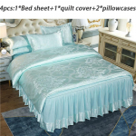 Luksuslik Satiin Jacquard 4-osalised voodipesukomplektid King Queen Twin Size tekikate Voodiriided Padjap&uuml;&uuml;rid Eemaldatav paks voodiseelik 150*200cm