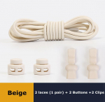 Ilma lipsuta kingapaelteta &uuml;mmargused elastsed kingapaelad plastikust kl&otilde;psuga lukk sobib k&otilde;ikidele kingadele T&auml;iskasvanud lapsed k&otilde;ndimine sport laisk pits T1-2-100cm-beige