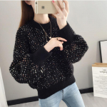 Naiste pullover-kampsun S&uuml;gis-talvine uus &uuml;mara kaelusega kootud kampsun avara pikkade varrukatega sviiter naiste One Size must