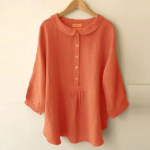 Puuvillane linane pluus Naiste soliidne Harajuku top vabaaja Jaapani nukukraega n&ouml;&ouml;bid kolme neljandiku varrukatega s&auml;rk 5XL