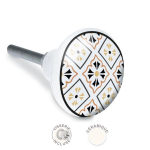 Les Tr&eacute;sors De Lily [A2518] - keraamiline m&ouml;&ouml;blinupp 'Carreaux de Ciment' beež must valge - 65x35 mm beež