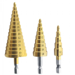 3 tk HSS astmeline puuritegu 4-32 mm 4-20 mm 4-12 mm sirge soonega astmeline puur, titaankattega 3pcs set kuld