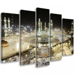 Viieosalise pildiga l&otilde;uenditr&uuml;kk Mecca Mosque 100x70 beež