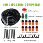 10/15/20/25M DIY aia mikrotilgakastmiss&uuml;steem Taimelillede automaatne kastmisvihmut koos reguleeritavate tilgutitega 10m 34pcs set