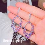 Uued barokkstiilis lavendlililla teemant veetilga k&otilde;rvar&otilde;ngad 925 tempel lilla tsirkoon luksuslikud elegantsed k&otilde;rvar&otilde;ngad, naiste peokink lilla