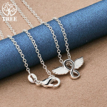 925 Sterling h&otilde;be 18 tolli Angel Wings ripats kaelakee ehted 45cm