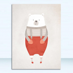 A4 A3 A2 L&otilde;uendikunst Plakat Maal Prinditud Beebitoa Kodu Seinakujundus Skandinaavia Armas Loom Hippo Pingviin J&auml;&auml;karu Portree 21x30 No Frame