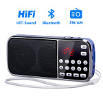 Kaasaskantav AM FM-raadio k&auml;eshoitav tasku HIFI stereok&otilde;lar ilm Bluetooth digitaalsed raadiod Laetav USB sinine