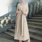 Naiste kleit T&uuml;rgi riidest Islam Musliin Solid, pehme lahtine r&uuml;&uuml; Canonicals &Uuml;hes t&uuml;kis pikk kleit pikkade varrukatega elegantsed kleidid, &uuml;lisuured S