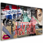Kolmeosalise pildiga l&otilde;uenditr&uuml;kk New York City Collage Pop Art 60x40 mitmev&auml;rviline
