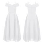 Pidulikud t&uuml;drukud, lapsed, kleidid, pikad lillega t&uuml;drukute kleit, &scaron;ifoonist suvine peokleit, pruutneitsi pulmapidu, ballikleit 13-14 Years valge