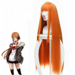 Anime 90cm pikk sirge parukas Cosplay Persona 5 Futaba Sakura oranžid parukad kuumakindlad s&uuml;nteetilised juuksed naiste Cosplay parukad 77-80cm oranž