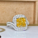 BELLA BOX Kuldne tsirkoonist printsess Fang Netizens Live Uus toode Full Diamond High Grade Temperament Open Ring naiste ornament Adjustable Opening kollane