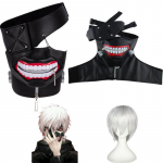 Anime Tokyo Ghoul 2 Kaneki Keni mask Cosplay kost&uuml;&uuml;m rekvisiidid Halloween reguleeritav lukuga kummimaskid L-(Wig+mask)