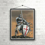 1 t&uuml;kk 11,8 x 15,7 tolli 5D DIY teemantmaal, Crusader Templar Knight, tikandikomplekt, All Water Diamond maal, k&auml;sitsi valmistatud kodukaunistamise kingitus Round drill 30x40cm