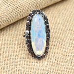 Piimjas Opaal Solid 925 Sterling H&otilde;bedast K&auml;sitsi valmistatud armsad v&auml;&auml;riskivist s&otilde;rmuse ehted 4 valge