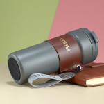 450 ml kahekordne roostevabast terasest kohvikruus, nahkkattega termoskruus, lekkekindel auto vaakumkolb, reisiisolatsiooniga pudel 450ml must