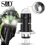 1Pc 360&deg; H4 CSP LED Motorcycle Headlight Projector Lens Bulb Dual Color Hi/Lo Beam Light 40000Lm 120W Scooters Lamp w/ Fan 6000K 3000K White Yellow