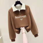 Naiste dressipluus, pikkade varrukatega moodne vabaaja topp, avar poolt&otilde;mblukuga pullover S aprikoosi