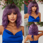 Blondid &Uuml;kssarviku lillad l&uuml;hikesed bob-parukad tukkidega naistele peole m&otilde;eldud Cosplay Halloweeni loomulikest juustest s&uuml;nteetilisest kuumakindlast kiust