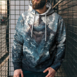 Uus meeste kapuuts 3D loomade prindiga riided Mood S&uuml;gispullover pikkade varrukatega dressipluusid meestele Hoodie Shark Print R&otilde;ivad 4XL