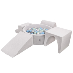 KiddyMooni vahtplastist m&auml;nguv&auml;ljak lastele &uuml;mmarguse kuuliga (300 palli Kuulid 7 cm/2,75 tolli), helehall:p&auml;rl/hall/transp/bblue/mint