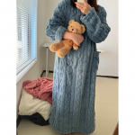 Mood Talvised Naiste &Ouml;&ouml;s&auml;rgid Jacquard Kleit &Ouml;&ouml;kleit Lahtine &uuml;hev&auml;rviline Paksendatud Flanell Magamisriided Koduriided M tumesinine v&auml;rv