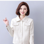 Ehtsast nahast jakk naiste l&uuml;hike stiil uus s&uuml;gisene korea versioon lambanahast suur nahktagi lahtine mood 3XL