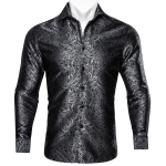 Luksuslikud s&auml;rgid meestele Navy Black Jacquard kootud lilleline siidist kleit-s&auml;rk pikkade varrukatega s&auml;rgid Barry.Wang 2XL