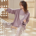 Puuvillane kaheosaline pidžaamakomplekt naiste print Kawaii magus s&uuml;gis pikkade varrukatega &uuml;mmargune krae stiilis koduriided v&auml;lisr&otilde;ivaste &uuml;likond M