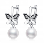 Black Awn Black Jewelry Butterfly & Pearl Drop k&otilde;rvar&otilde;ngad naistele Hoop Ear King k&otilde;rvar&otilde;ngas
