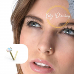 KODY PIERCING 9K GOLD L-stud, mida kaunistab autentne 2 mm sillerdav kristallkomplekt