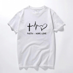 Faith Hope Love Christian T-s&auml;rk Funny Christianity God Gift T-s&auml;rk Mehed Naised Casual Short XS valge
