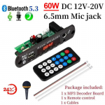 2 * 30 W v&otilde;imendi Bluetooth 5.3 MP3 dekoodri tahvel WAV APE 12V DIY MP3-m&auml;ngija Auto FM-raadio Auto kellad Toetab TF USB-karaoke mikrofoni k&otilde;larit