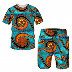 African Harajuku Meeste T-s&auml;rk suvine vaba O-kaelusega tee Rannap&uuml;ksid Kaheosalised moesuund l&uuml;hikeste varrukatega dressid Spordikomplektid 6XL