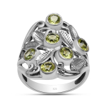Naturaalne Peridoot 4x4 mm &Uuml;mar Kivi 925 Sterling H&otilde;be Lehe Filigraan Disain S&otilde;rmus Naistele ja T&uuml;drukutele 5