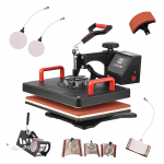 Multifunktsionaalne 8-&uuml;hes kuumpressimismasin 360 kraadi p&ouml;&ouml;ratav kuum&uuml;lekande sublimatsiooniga digitaalne pressimine 360 Degree Rotatable UK Plug must