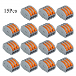 15 tk leegiaeglustava kaabli &uuml;hendusjuhtmega universaalsed pistikud kiirklemmid 3 oranž