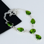 Peridot Gemstone k&auml;sitsi valmistatud 925 Sterling h&otilde;be kaelakee Peridot Gemstone ehted kaelakee naistele Valentine kingitused naistele 18-20" roheline