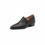 Krazing Pot Cow Leather Round Toe Thick Med Heels Spring Shoes Brogues Big Size 43 Slip on Women Pumps 34 must