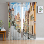 Kaunid ajaloolised linna l&auml;bipaistvad kardinad magamistoa elutuppa t&uuml;llkardinad k&ouml;&ouml;giakna jaoks Voile kardinad 135W x 114H(cm)