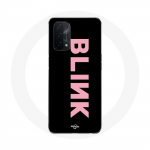 Coque pour Oppo A54 5G Blink Fandom Blackpink Logo Rose Fond Noir
