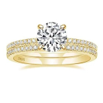 1.25 karaati 925 sterlingh&otilde;bedast pruuliringid naistele Komplektid &Uuml;mar CZ Pulmadeks kihlas&otilde;rmused Lubadus Pulmas&otilde;rmused Peened ehted 11 beige