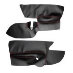 Parempoolse rooliga mikrokiust nahast ukse k&auml;etoe kate VW Golf 5 Jetta 2005 - 2008 2009 auto uksepaneeli katte kleebise &auml;&auml;ris Front Black-red line